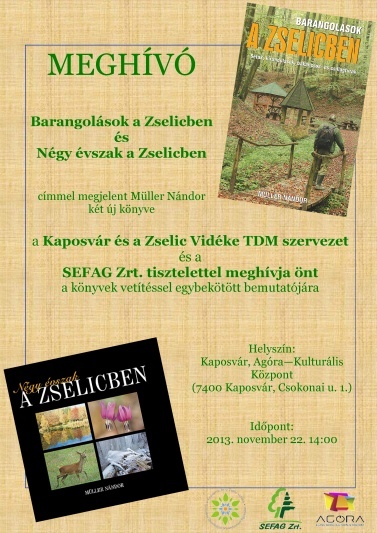 Meghívó a Barangolások a Zselicben könyvbemutatóra