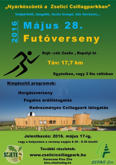 „Nyárköszöntő a Zselici Csillagparkban” Futóverseny - plakát