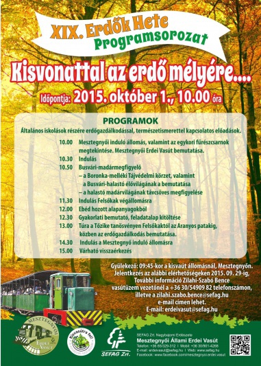 Erdők Hete Kisvasutazásra felhívó plakát